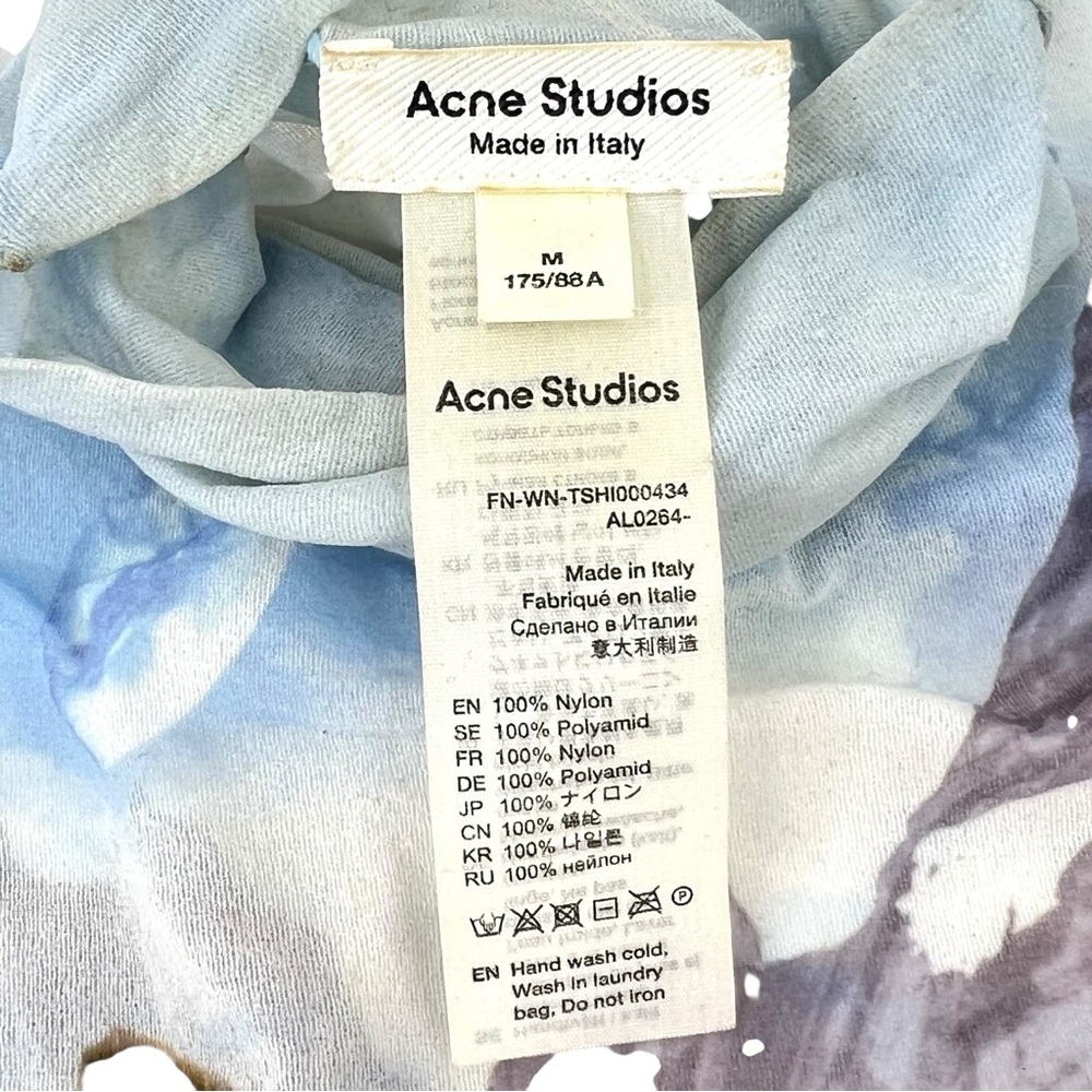Acne Studios Denise Blue Rabbit Landscape Print Long Sleeve Turtleneck Mesh Top - Picture 9 of 15